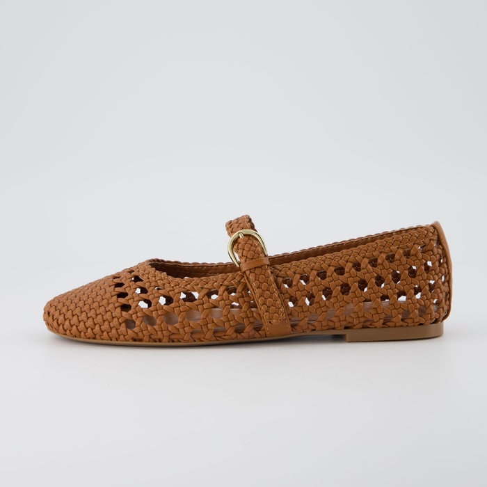 Windsor Woven Mary Jane Cognac