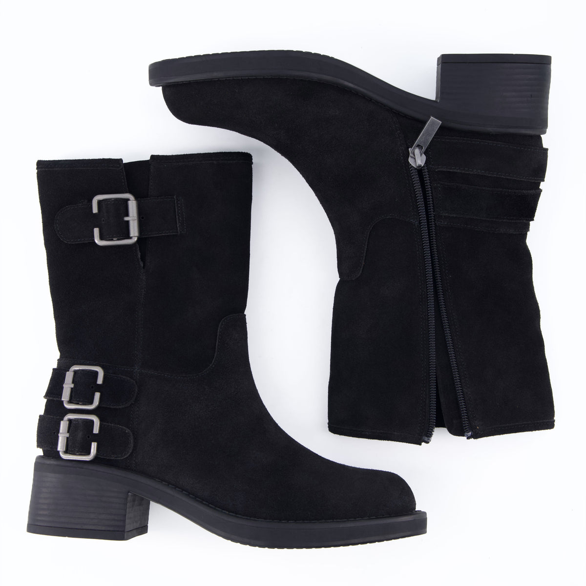 Tidy Suede Moto Boots