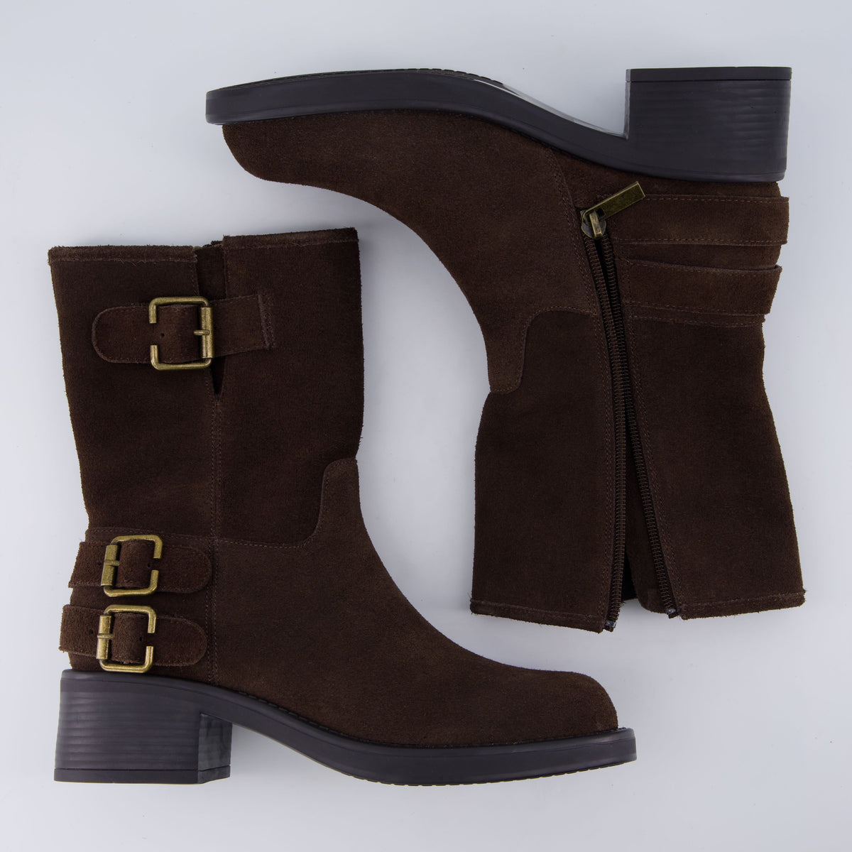 Tidy Suede Moto Boots