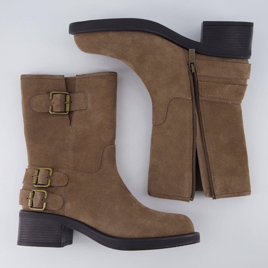 Tidy Suede Moto Boots