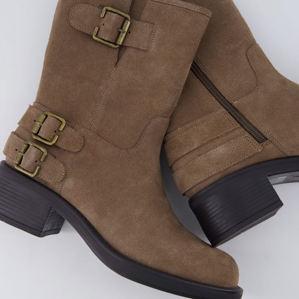 Tidy Suede Moto Boots